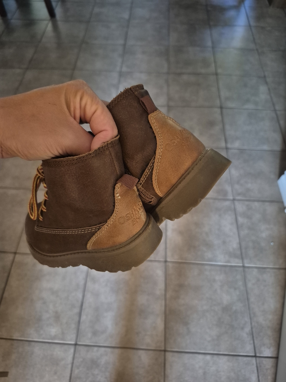 OshKosh B'gosh Two-Tone Brown Kids Lace-Up Boots